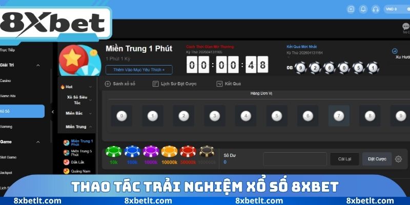 Thao tác trải nghiệm xổ số 8XBET